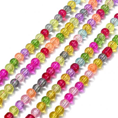 Fashion Glass Beads Round DIY mixed colors Length Approx 38 cm Sold By Bag