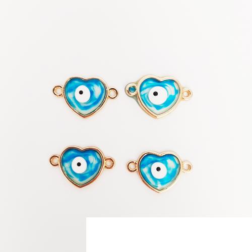 Evil Eye Connector Zinc Alloy Heart gold color plated DIY & enamel & 1/1 loop nickel lead & cadmium free Sold By Bag