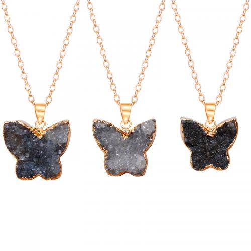 Agate Jewelry Pendants with Brass Butterfly gold color plated DIY nickel lead & cadmium free Sold By PC