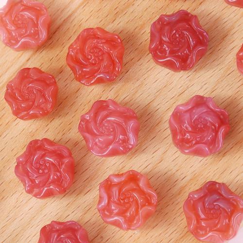 Agat perler, Janyuan Agate, Flower, du kan DIY, rød, 18mm, Solgt af PC