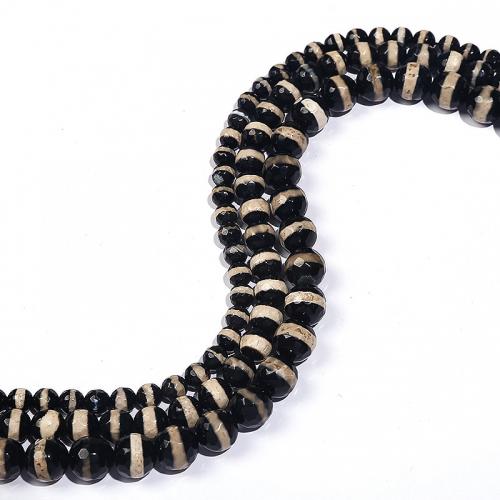 Natuurlijke Tibetaanse Agaat Dzi Beads, Ronde, DIY, zwart, Verkocht door Strand