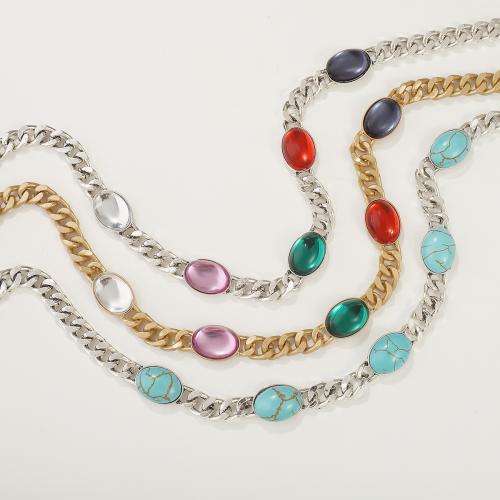 Zinc Alloy Jewelry Necklace, with turquoise & Resin, plated, fashion jewelry & for woman, more colors for choice, nickel, lead & cadmium free, Length Approx 17-20 Inch, Sold By PC