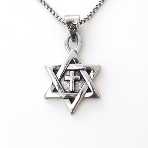 Zinc Alloy Sweater Chain Necklace Hexagram plated fashion jewelry & Unisex silver color nickel lead & cadmium free Length Approx 51-80 cm Sold By PC