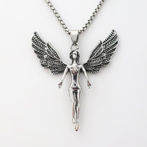 Zinc Alloy Sweater Chain Necklace Angel plated fashion jewelry & Unisex silver color nickel lead & cadmium free Length Approx 51-80 cm Sold By PC