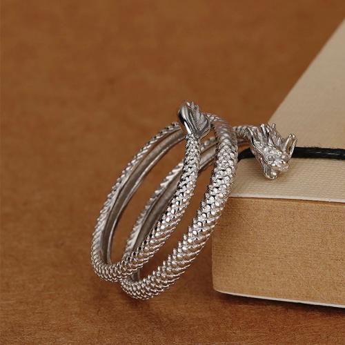 925 Sterling Silver Cuff Finger Ring Dragon platinum plated Korean style & for woman US Ring Sold By PC