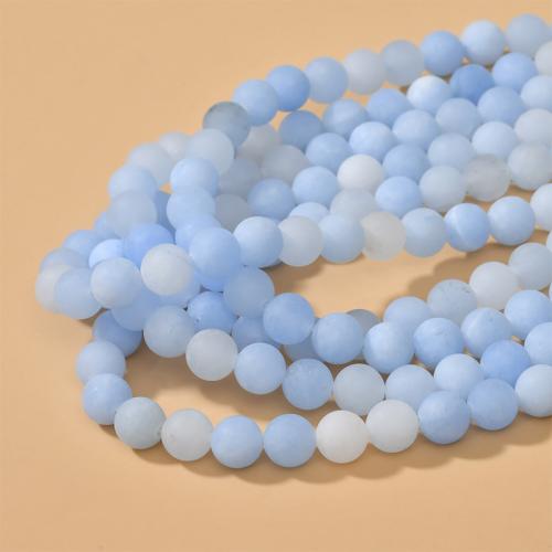 Jade Perlen, rund, poliert, DIY, blau, 8mm, ca. 45PCs/Strang, verkauft per ca. 38 cm Strang