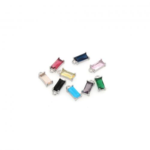 Cubic Zirconia (CZ) Brass Hängen, Mässing, med Cubic Zirconia, Rektangel, platinerade, mode smycken & DIY, fler färger för val, nickel, bly och kadmium gratis, 9.50x4.50x3mm, Säljs av PC