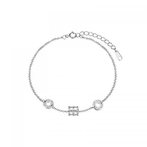 Bracelets en laiton, avec 3.5CM chaînes de rallonge, Placage, pour femme, couleur platine, Longueur Environ 15 cm, Vendu par PC