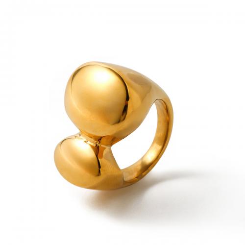 Anillo de dedo de acero inoxidable, acero inoxidable 304, 18K chapado en oro, Joyería & diverso tamaño para la opción & para mujer, dorado, Vendido por UD