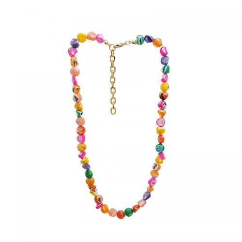 Shell Necklaces with Zinc Alloy with 5cm extender chain fashion jewelry & for woman multi-colored beads length 5-6mm Length Approx 38 cm Sold By PC