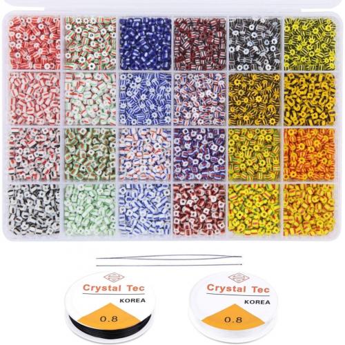 DIY Jewelry Supplies Glass with Plastic Box & Crystal Thread 24 cells mixed colors Sold By Box
