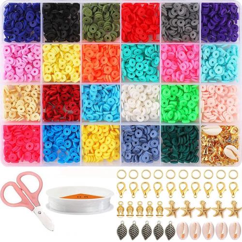 DIY Jewelry Supplies Polymer Clay with Plastic Box & Crystal Thread & Shell & Zinc Alloy 24 cells mixed colors Sold By Box