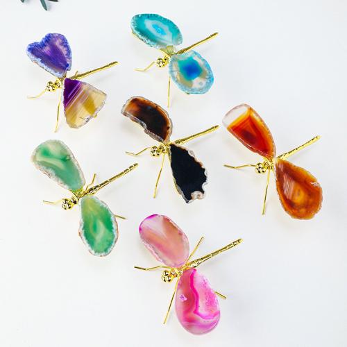 Agate Decoration, with Tibetan Style, Dragonfly, gold color plated, more colors for choice, decoration length 100-130mm, Sold By PC