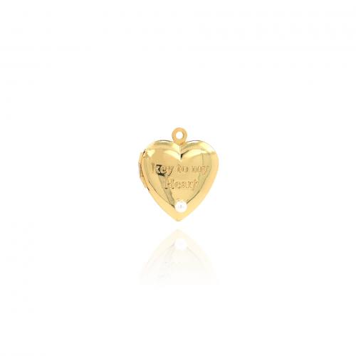 Fashion Locket Pendants Brass with Plastic Pearl Heart 18K gold plated fashion jewelry & DIY nickel lead & cadmium free Sold By PC