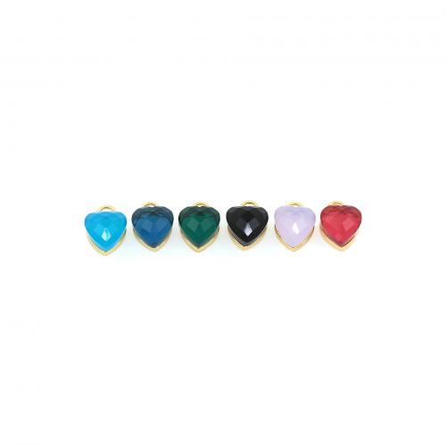 Messing hart hangers, met Cubic Zirconia, 18K verguld, mode sieraden & DIY, meer kleuren voor de keuze, nikkel, lood en cadmium vrij, 12mm, Verkocht door PC