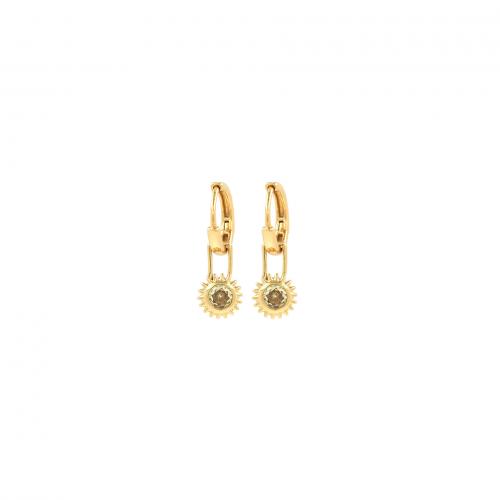 Cubic Zirconia Micro Pave Brass Earring Sun 18K gold plated fashion jewelry & micro pave cubic zirconia & for woman nickel lead & cadmium free Sold By Pair