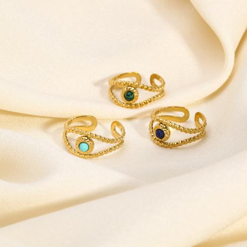 Edelstahl Ringe, 304 Edelstahl, mit Naturstein, 18K vergoldet, Modeschmuck & für Frau, goldfarben, verkauft von PC