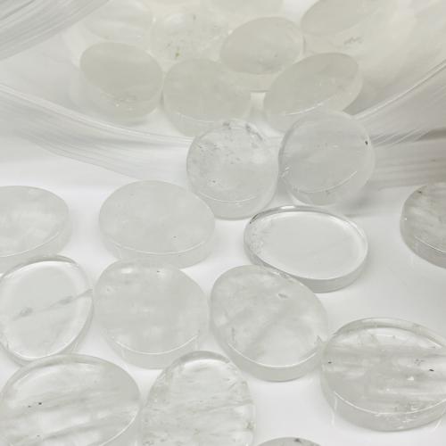 Natuurlijke kwarts cabochons, Bergkristal, Ovaal, DIY, wit, 25x20x5mm, Verkocht door PC