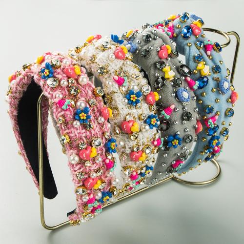 Haarbanden, Doek, met Plastic Pearl, handgemaakt, voor vrouw & met strass, meer kleuren voor de keuze, Verkocht door PC