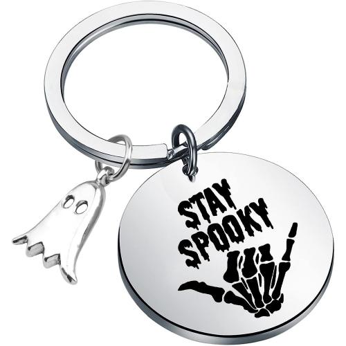 304 Stainless Steel Key Clasp Flat Round Halloween Design & Unisex original color Sold By PC