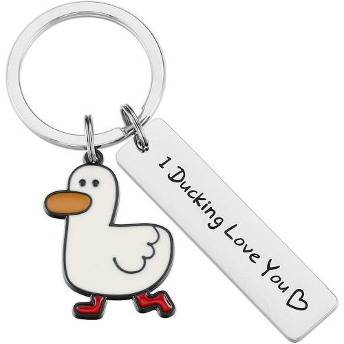 316L Stainless Steel Key Clasp Duck plated Unisex & with letter pattern & enamel Sold By PC