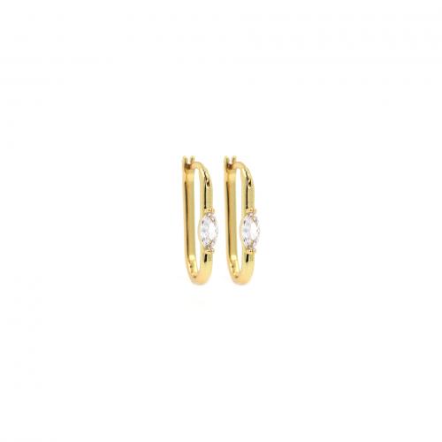 Cubic Zirconia Micro Pave Brass Earring Rectangle 18K gold plated fashion jewelry & micro pave cubic zirconia & for woman nickel lead & cadmium free Sold By Pair