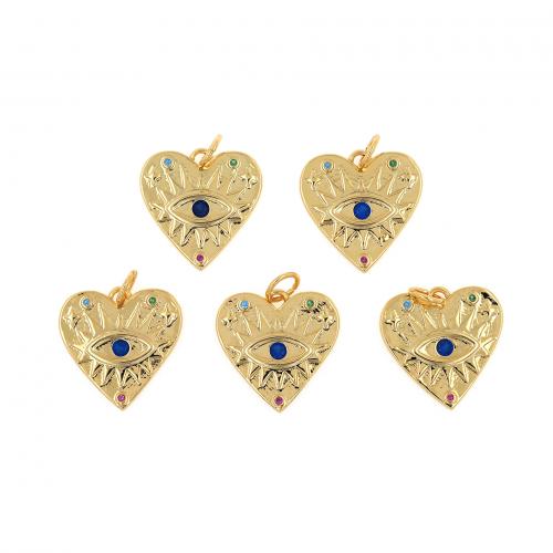 Cubic Zirconia Micro Pave Brass Pendant Heart 18K gold plated fashion jewelry & DIY & micro pave cubic zirconia mixed colors nickel lead & cadmium free Sold By PC