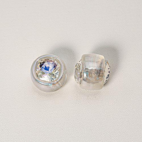 ABS Plastic Beads Drum plated DIY & micro pave cubic zirconia 16mm Approx Sold By Bag