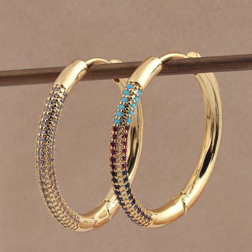 Cubic Zirconia Micro Pave Brass Earring real gold plated fashion jewelry & micro pave cubic zirconia & for woman nickel lead & cadmium free Sold By Pair