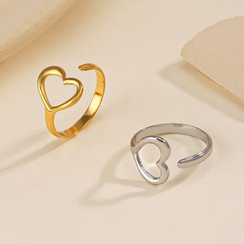 Stainless Steel Finger Ring 304 Stainless Steel Heart Vacuum Ion Plating fashion jewelry & for woman Sold By PC