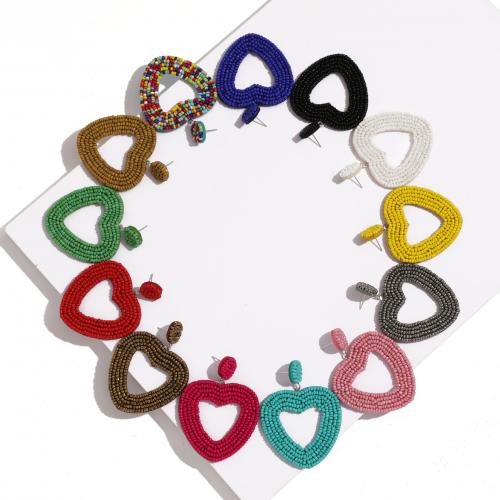 Cink Alloy Stud naušnica, s Seedbead, Srce, modni nakit & za žene & šupalj, više boja za izbor, 70x53mm, Prodano By par