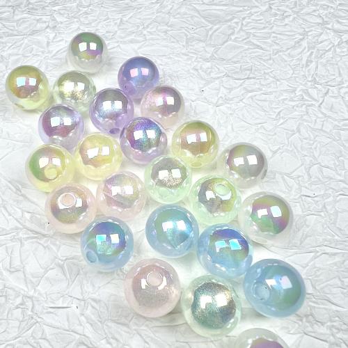 Plated Acrylic Beads Round colorful plated random style & DIY mixed colors Approx Sold By Bag