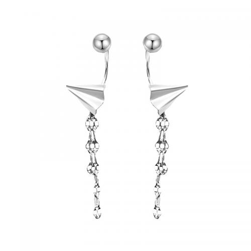 Brass Drop Earring plated for woman platinum color Paper aircraft about 7 * 6 mm tassels about 13 mm Sold By Pair