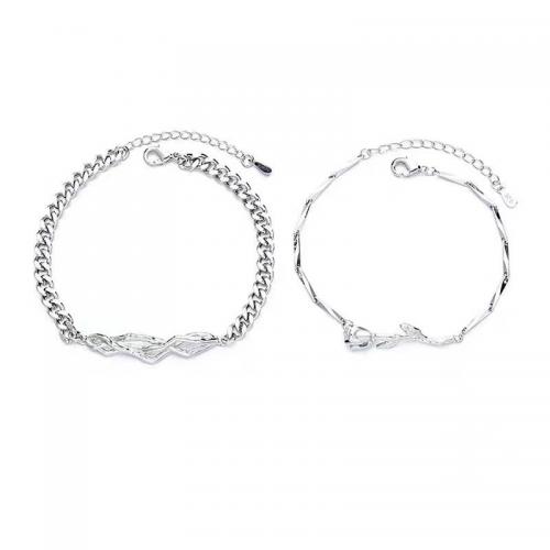 Couple Bracelet and Bangle Brass plated Unisex silver color Sold By PC