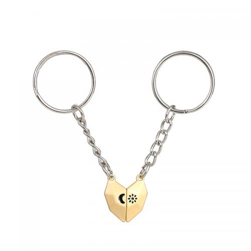 Zinc Alloy Key Lås, Heart, forgyldt, med magnetisk & for par, flere farver til valg, 10x10mm, Solgt af sæt