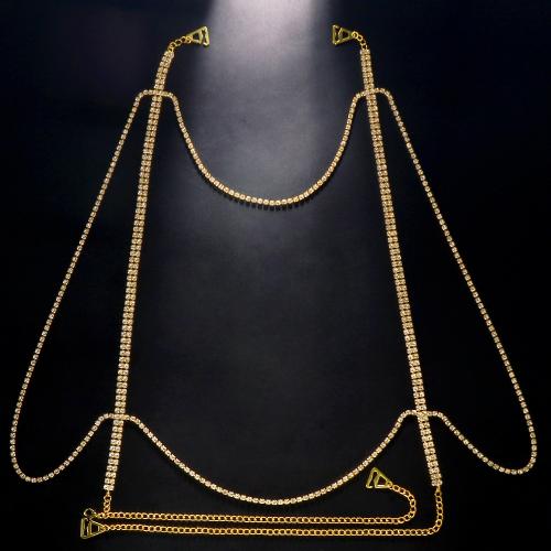 Rhinestone Shoulder Chains with Brass plated fashion jewelry & for woman Sold By PC