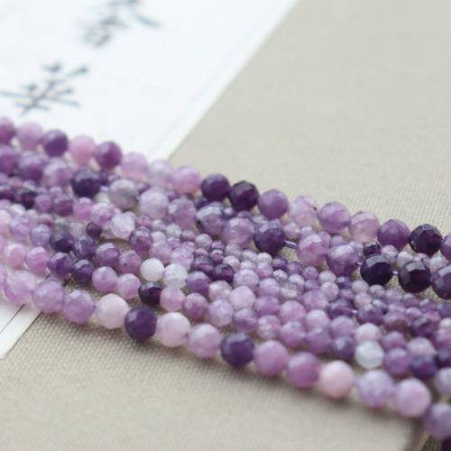 Gemstone Smycken Pärlor, Naturlig Lepidolit, DIY & olika storlek för val & fasetterad, purpur, Såld Per Ca 39 cm Strand