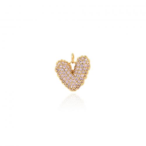 Cubic Zirconia Micro Pave Brass Pendant Heart 18K gold plated fashion jewelry & DIY & micro pave cubic zirconia nickel lead & cadmium free Sold By PC