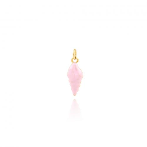 Brass Jewelry Pendants Conch 18K gold plated fashion jewelry & DIY & enamel pink nickel lead & cadmium free Sold By PC