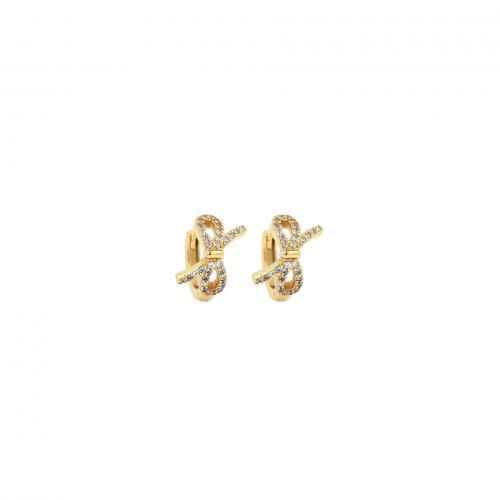 Cubic Zirconia Micro Pave Brass Earring Bowknot 18K gold plated fashion jewelry & micro pave cubic zirconia & for woman nickel lead & cadmium free Sold By Pair