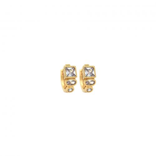 Cubic Zirconia Micro Pave Brass Earring Donut 18K gold plated fashion jewelry & micro pave cubic zirconia & for woman nickel lead & cadmium free Sold By Pair
