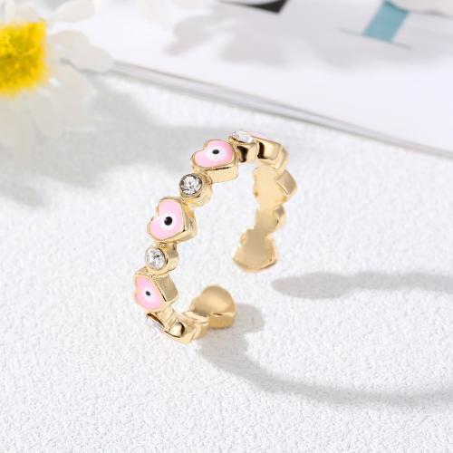 Evil Eye Jewelry Finger Ring Zinc Alloy gold color plated fashion jewelry & for woman & enamel & with rhinestone nickel lead & cadmium free Sold By PC