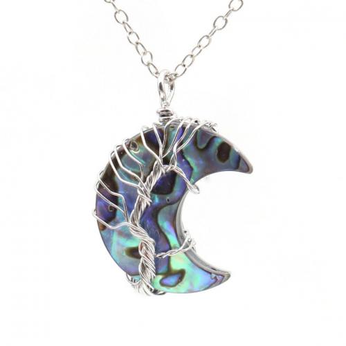 Shell Necklaces Abalone Shell with Brass Moon plated fashion jewelry & Unisex Length Approx 50 cm Sold By PC