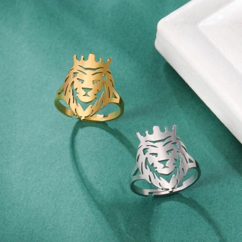 Stainless Steel Finger Ring 304 Stainless Steel Lion plated fashion jewelry & for man & hollow inner ~20mm Sold By PC