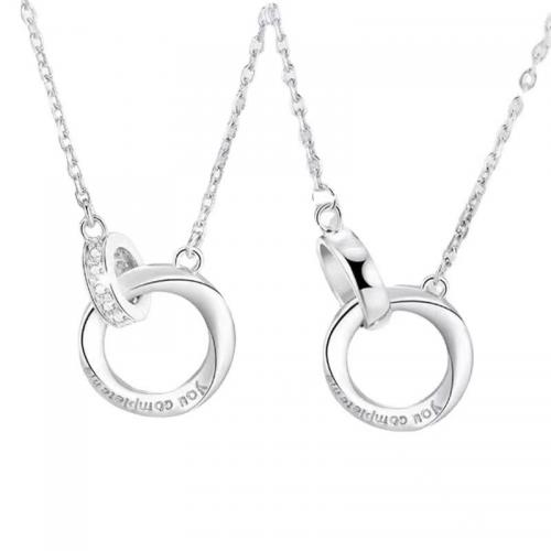Couple Necklace Brass plated Unisex & micro pave cubic zirconia silver color Length Approx 41-50 cm Sold By PC