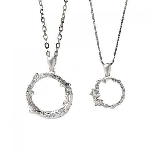 Couple Necklace Brass plated Unisex silver color Length Approx 51-60 cm Sold By PC
