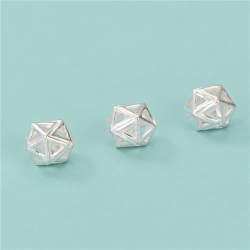 925 Sterling Silver Beads Geometrical Pattern DIY & hollow silver color 6.50mm Approx 1.4mm Sold By PC
