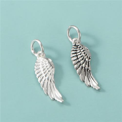 925 Sterling Silver Pendant Angel Wing DIY Approx 4mm Sold By PC