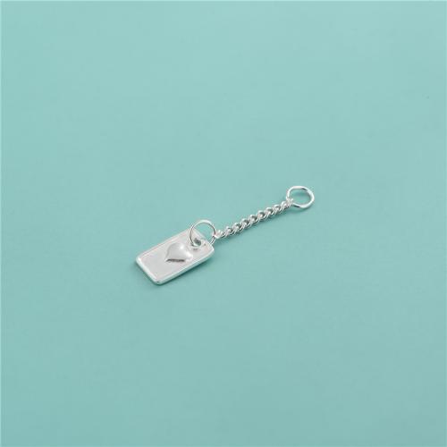925 Sterling Silver Extender Chain Rectangle DIY & with heart pattern silver color Approx 3mm Sold By PC