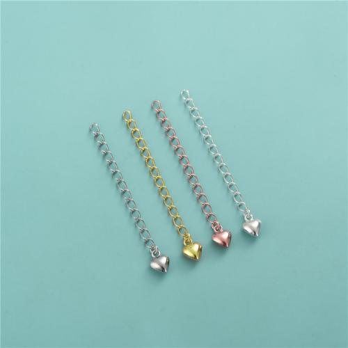 925 Sterling Silver Extender Chain Heart plated DIY Sold By PC